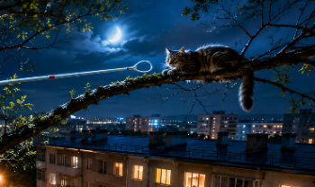 Ночное «фехтование» с котом на высоте пятиэтажки