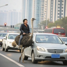Страус вместо автомобиля